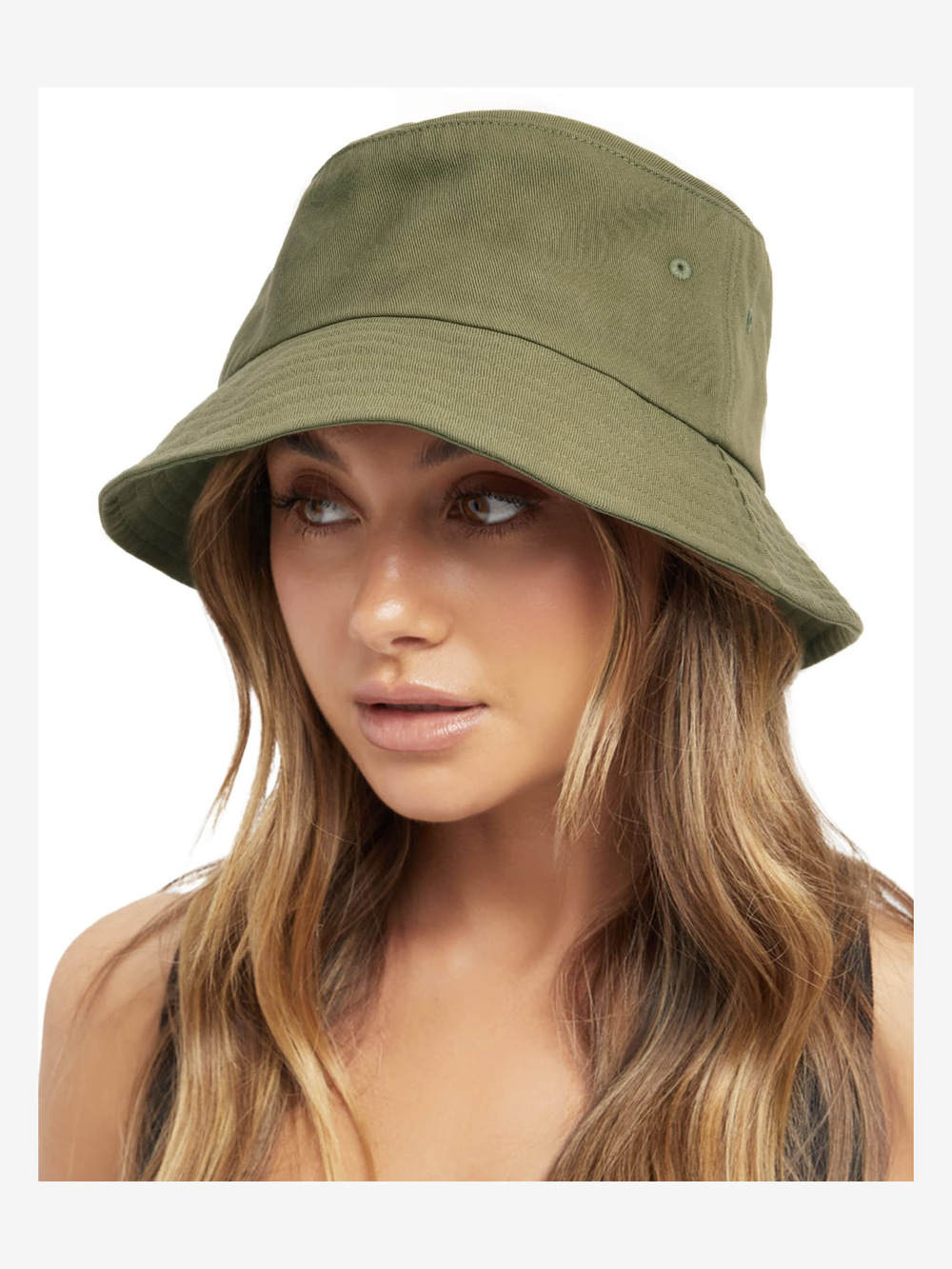 Bucket Hats for Women Washed Cotton Packable Summer | Army Green | Size M-L